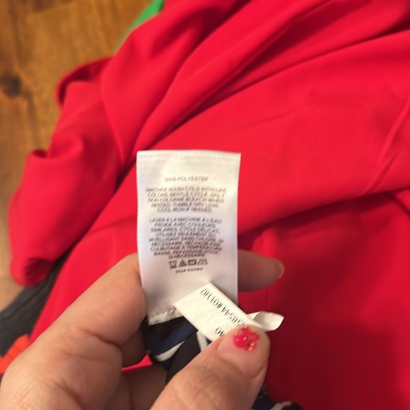 Express size Large. Black blue green white striped wrap blouse long sleeve EUC - Picture 8 of 8